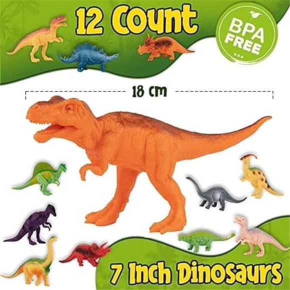 Dinosaur Figure for Kids 3-5+(12Plastic Dinosaurs with Educational DinosaurBook) - Picture 4 of 6